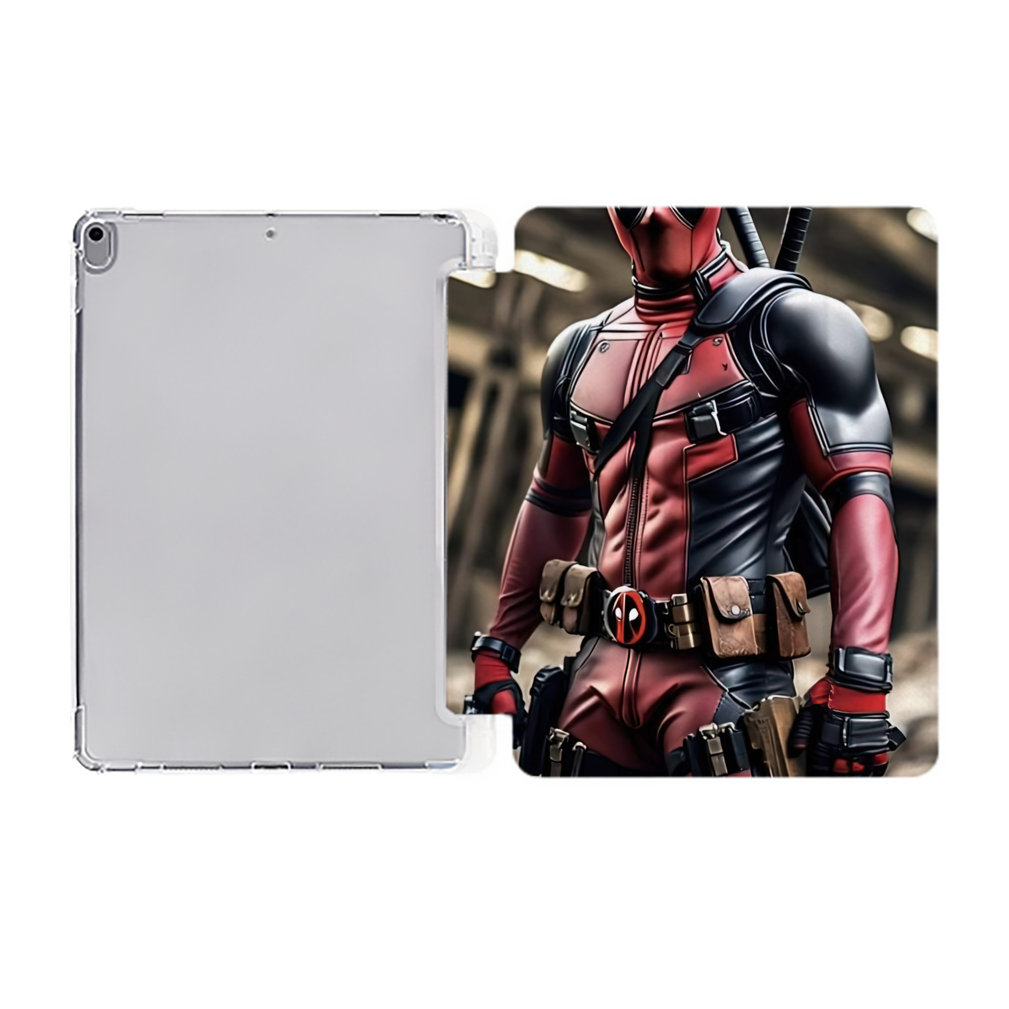 （画像用） Deadpool デッドプール IPad ケース ペン収納付き 三つ折りスタンド PUレザー×シリコン 対応機種9.5/10.5/10.9インチ